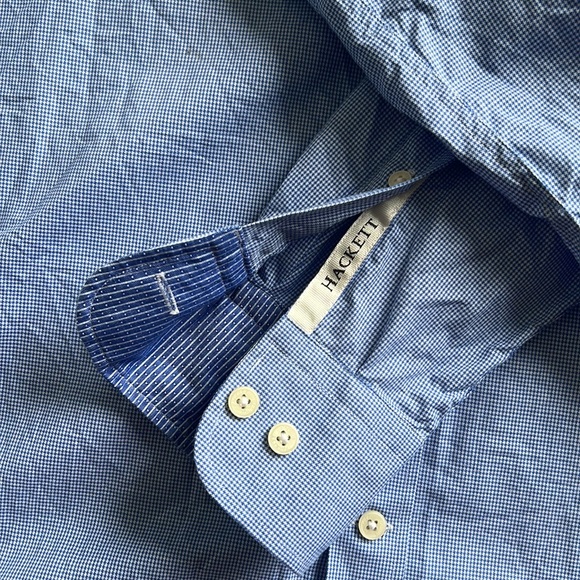 Hackett London blue/white Ghingham cotton shirt. Size Slim L or Regular S. - Picture 2 of 7
